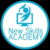New-Skills-Academy Online Courses For Personal Development A blue and white logo with a figure holding a graduation cap inside a computer monitor, representing New Skills Academy Online Courses For Personal Development, above the text New Skills ACADEMY. Personal Growth