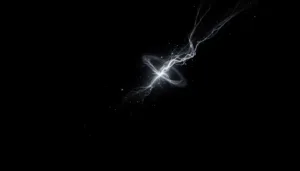 A glowing white burst of light with swirling, wispy trails extends diagonally across a black background, evoking an abstract, energetic effect that captures the vibrant essence of holistic living.