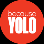 White text on a red circle reads because YOLO, with because in lowercase above YOLO in large uppercase letters perfect for embracing the YOLO DNA of bold health choices.