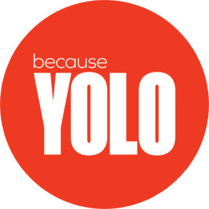 YOLO DNA Health - Logo A red circle with the words because YOLO in bold white text, featuring because in small letters above the large, capitalized YOLO—perfect for those who believe in living boldly and embracing DNA Health.