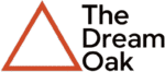 A simple red triangle outline sits next to the bold black text "The Dream Oak" on a light background.
